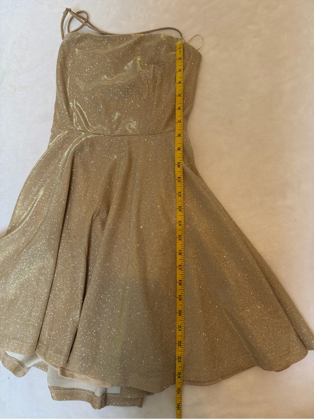 Windsor gold glitter open strappy lace up back skater mini dress - size s - Picture 3 of 10